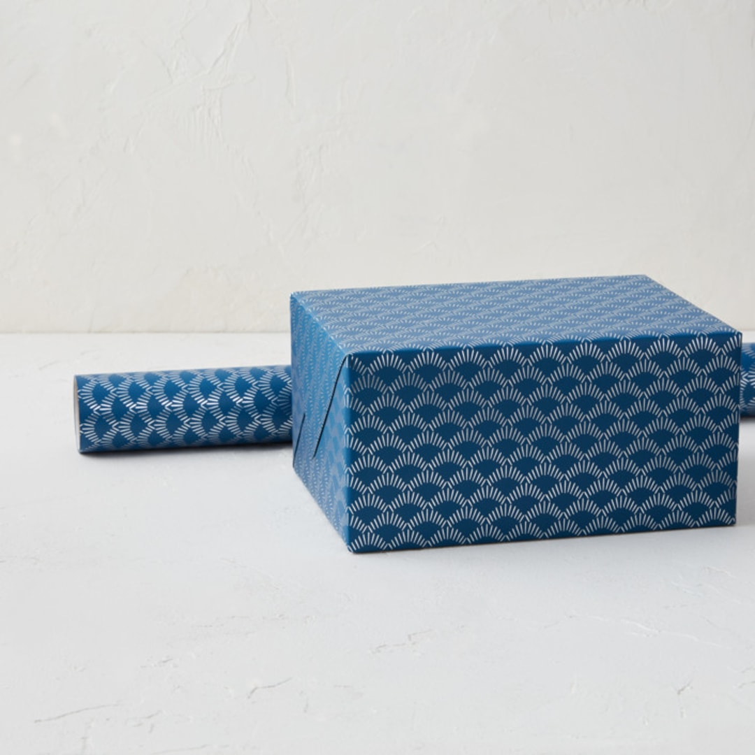 "Foil Fans" - Wrapping Paper Roll in Sapphire by Eve Schultz