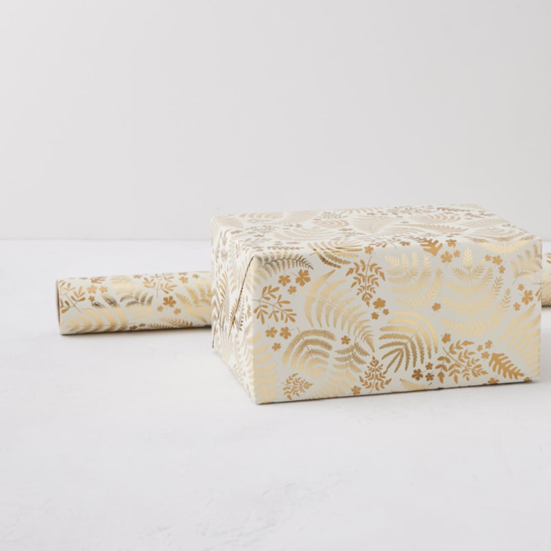 "gold ferns" - Wrapping Paper Roll in Gilded by Mercedes