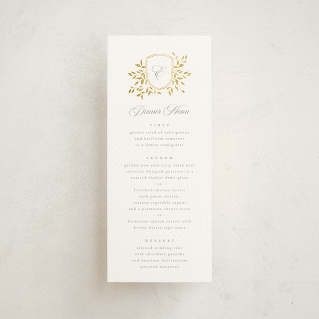 "Aperol" - Foil-Pressed Menus in Chiffon by Kristie Kern - Front