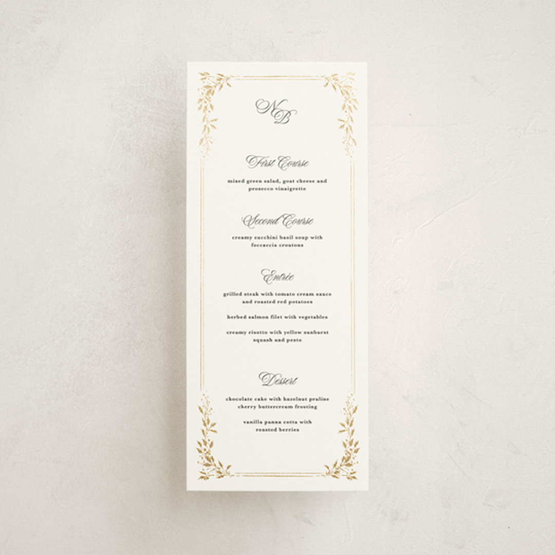 "Lake Como" - Foil-Pressed Menus in Diamond by Kate Ahn - Front