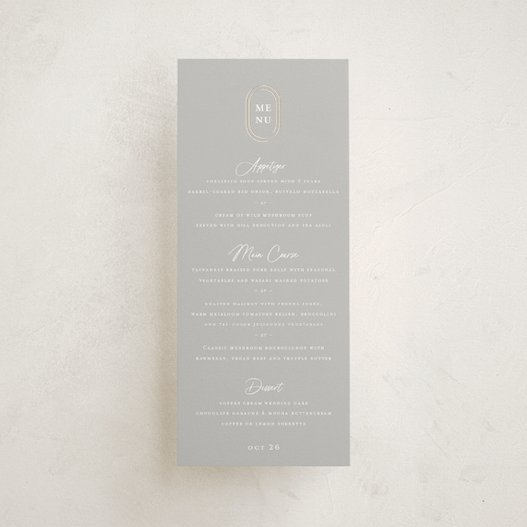 "cantuccini" - Foil-Pressed Menus in Moon by chocomocacino - Front