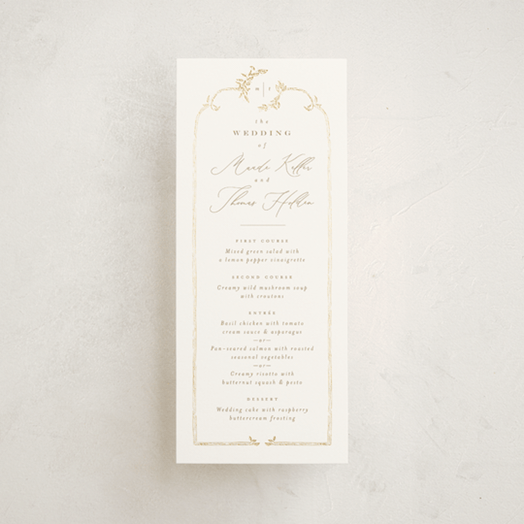 "Reflection" - Foil-Pressed Menus in Porcelain by Leah Bisch - Front