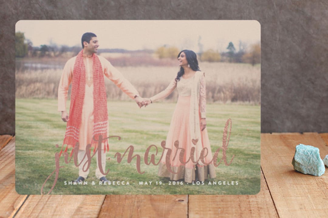 "Aglow" - Wedding Announcements in Rose Gold by Annie Clark - Front