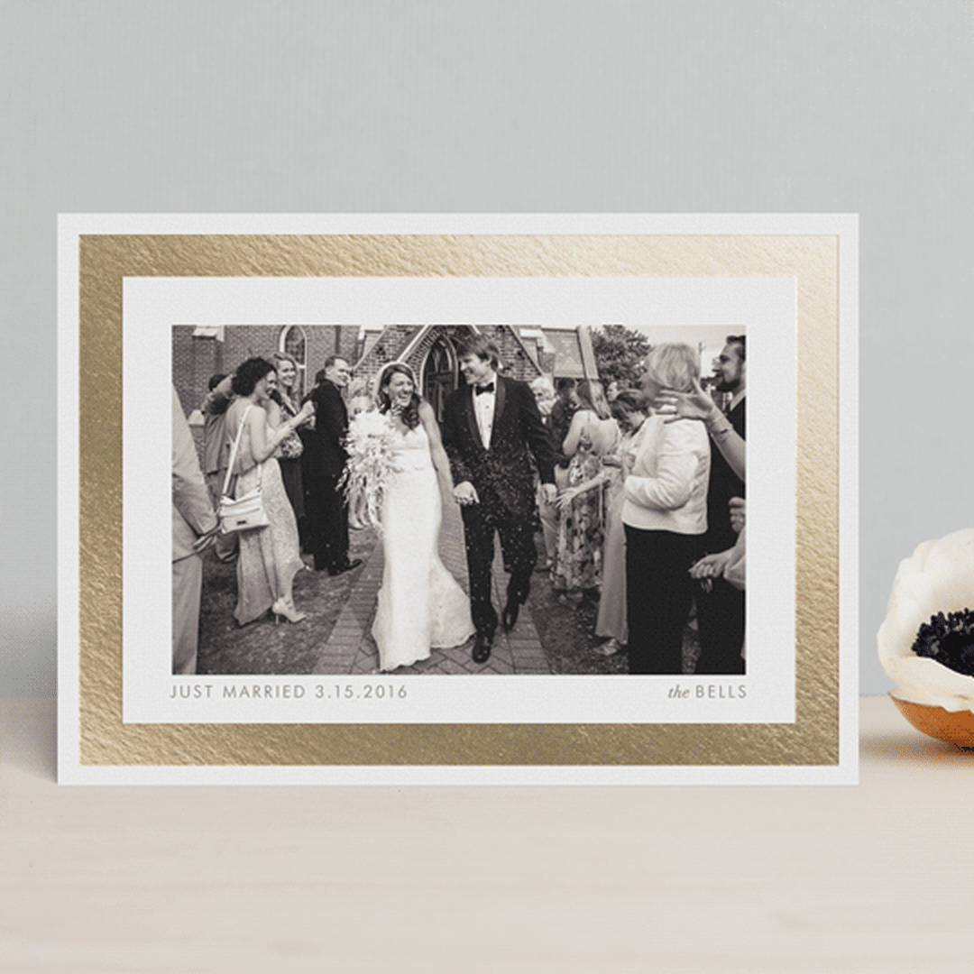 "Bright Border" - Wedding Announcements in Gold by kelli hall - Front