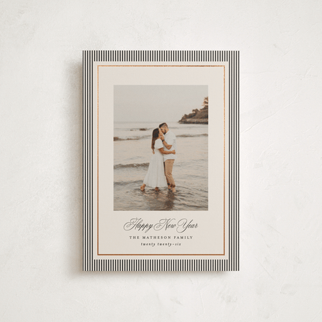 "Striped Elegance" - Holiday Cards in Linen by Kelly Schmidt - Front