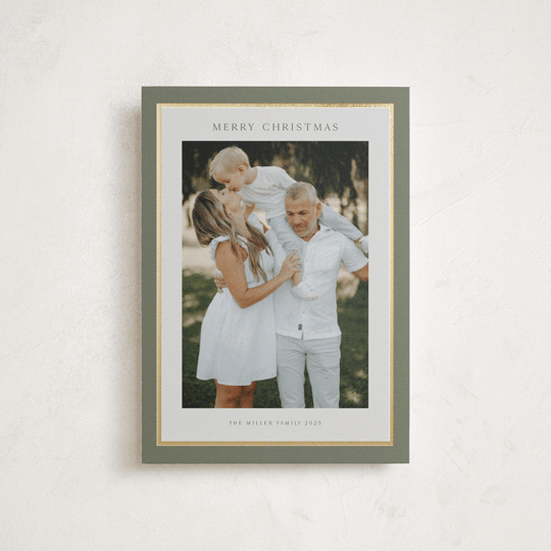 "Foil Frame" - Holiday Cards in Sage by Nicole Walsh - Front