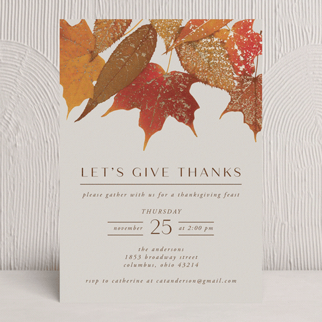 "Gilded Autumn Leaves" - Party Invitations in Spice by Heather Schertzer - Front