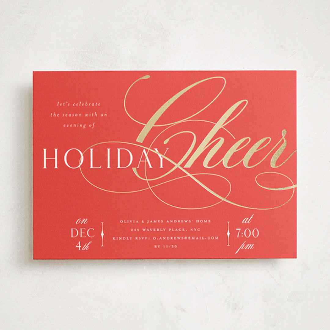 "Joy Flourish" - Party Invitations in Holly Berry by Melanie Kosuge - Front