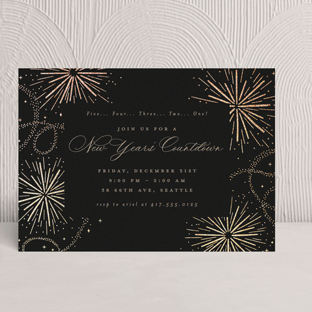 "Firecracker Delight" - Party Invitations in Eclipse by Everett Paper Goods - Front