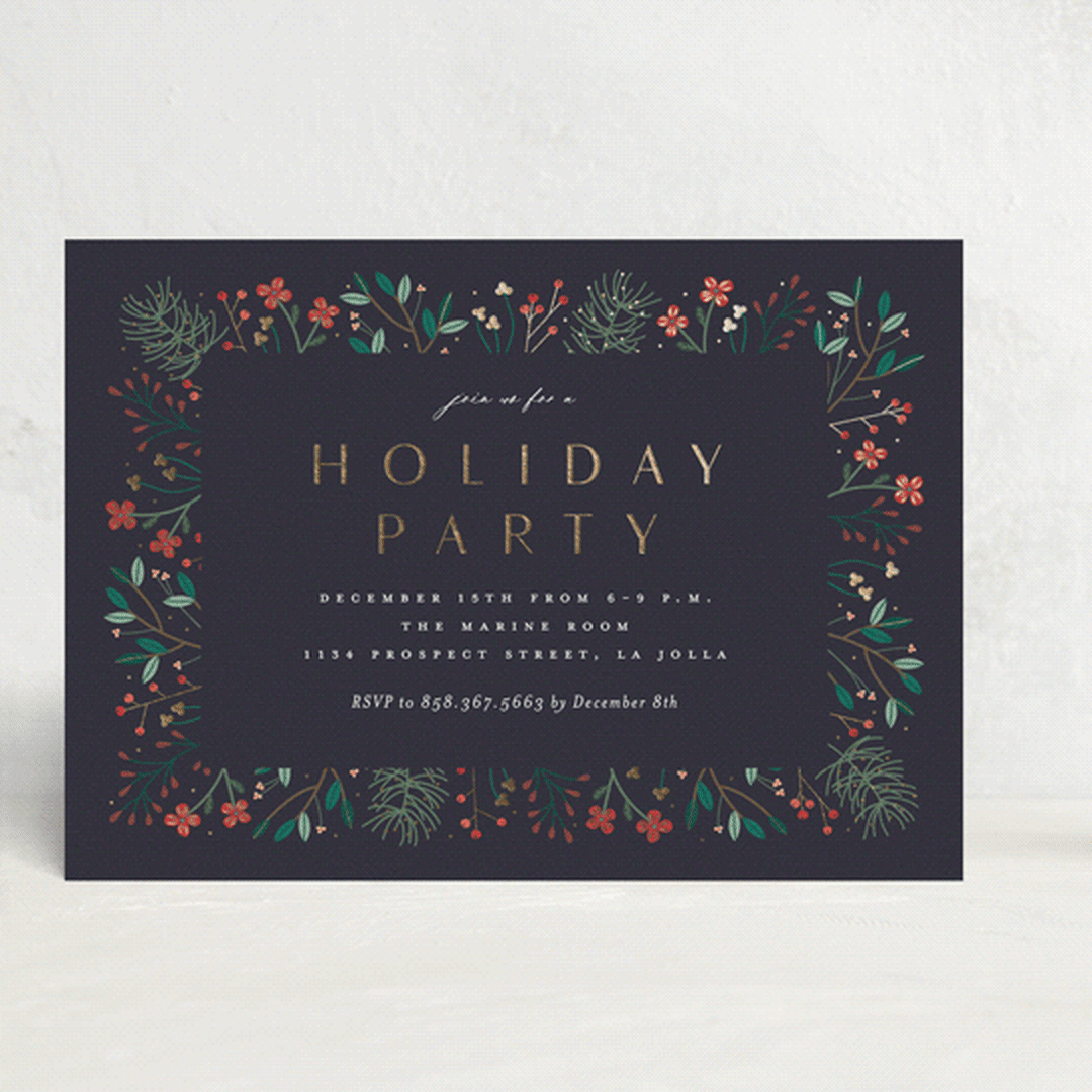"Modern Holiday Party" - Party Invitations in Midnight by Erica Krystek - Front