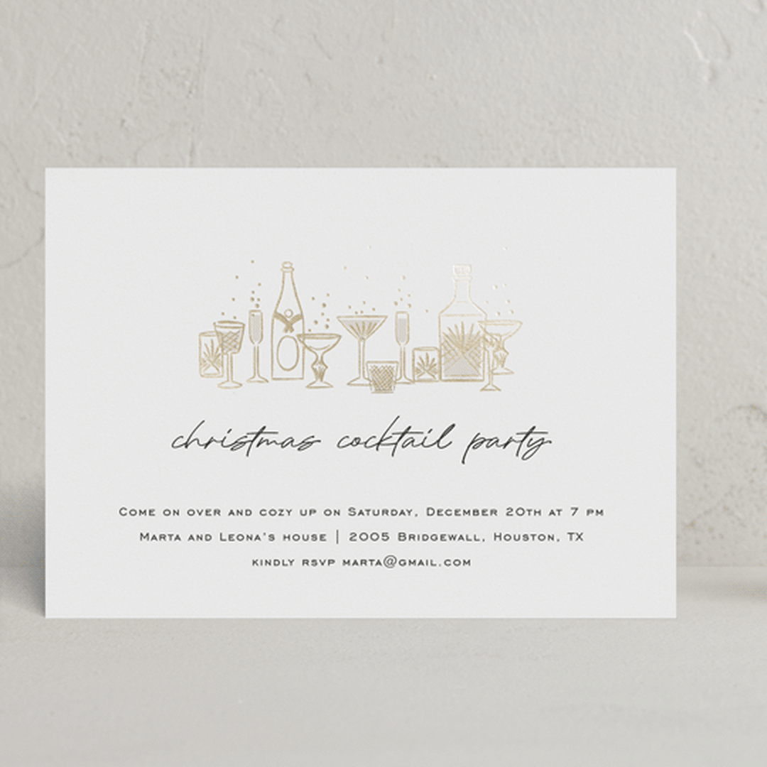 "Holiday Cocktail Party" - Party Invitations in Snow by Pati Cascino - Front