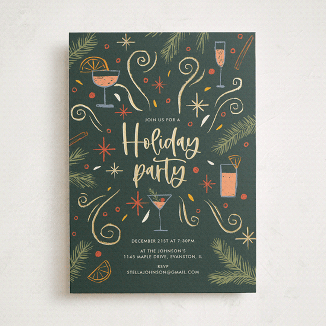 "Holiday Party" - Party Invitations in Forest by Marie Bloch-Laine - Front