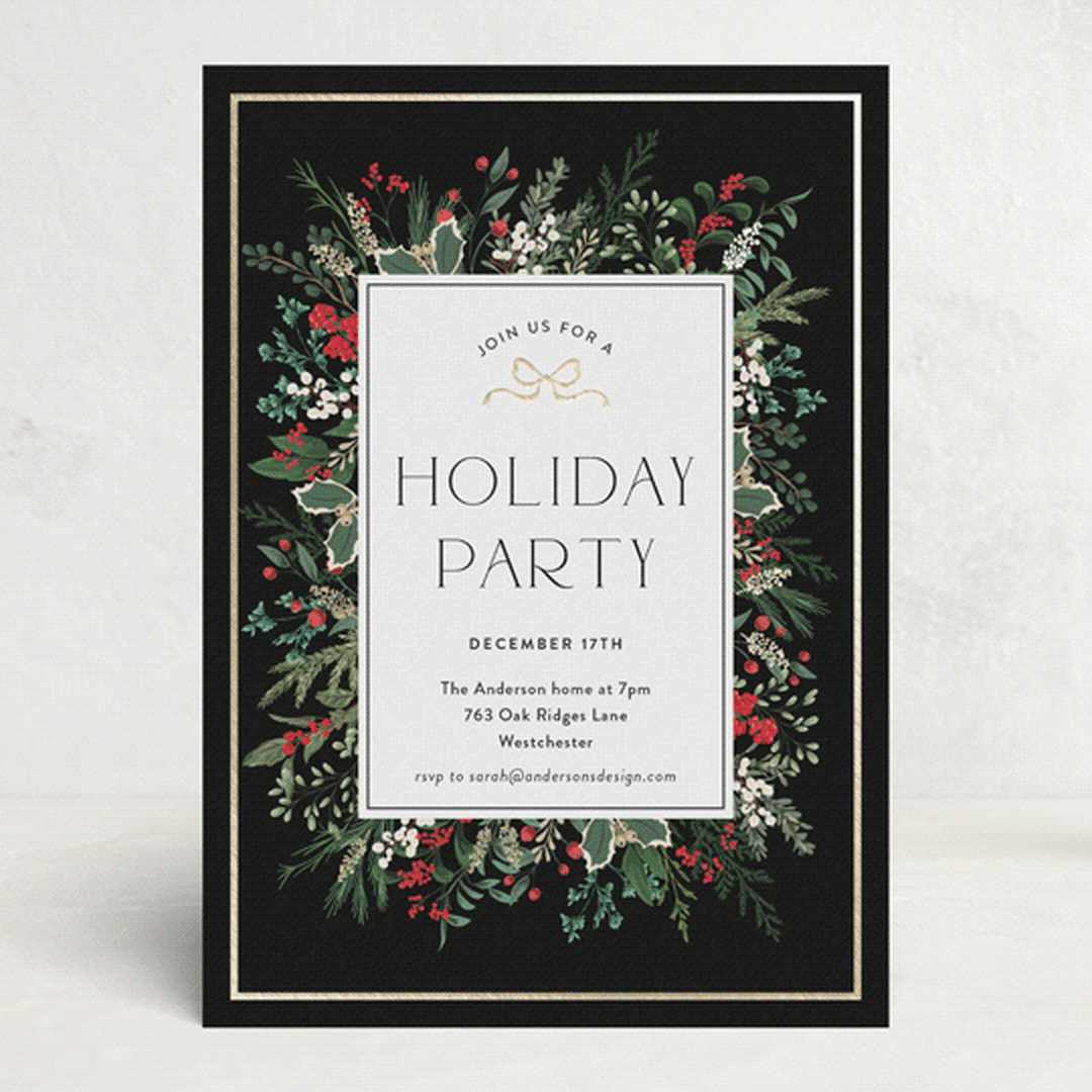 "Holiday Bash" - Party Invitations in Ebony by Susan Moyal - Front