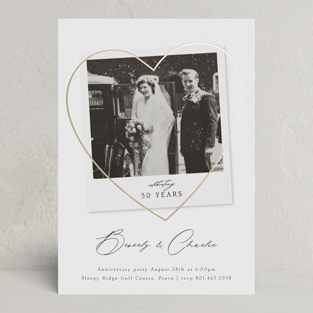 "Vintage Photo Anniversary" - Party Invitations in Pearl by Stephanie Hawkes - Front