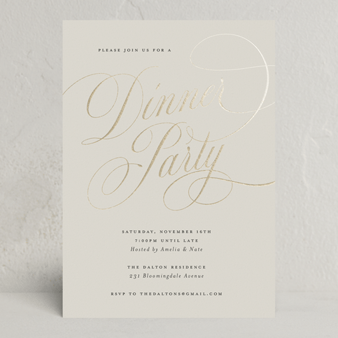 "Fancy Feast" - Party Invitations in Vanilla by Spinsugar - Front