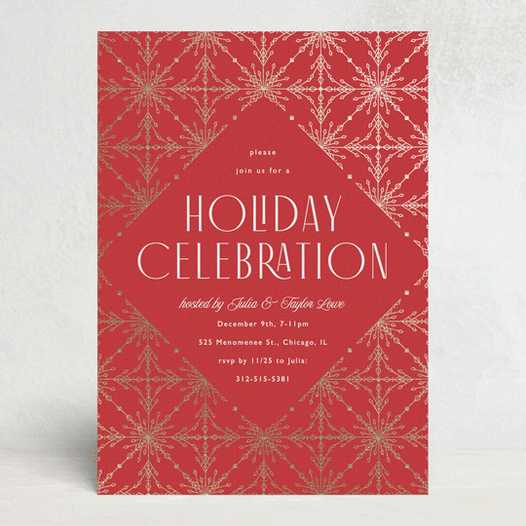 "Filigree" - Party Invitations in Cardinal by Melanie Kosuge - Front