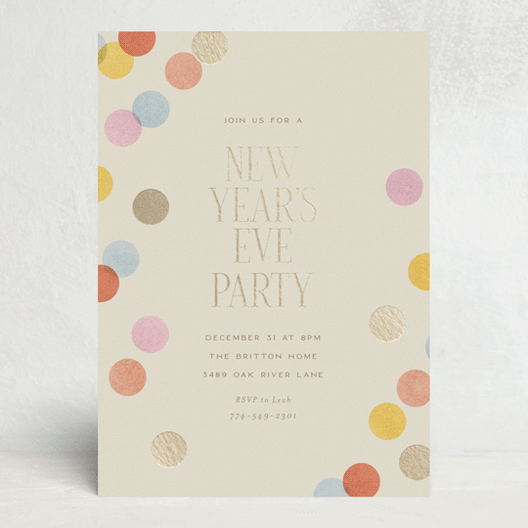 "Confetti Dots" - Party Invitations in Coral by Ellen Schlegelmilch - Front