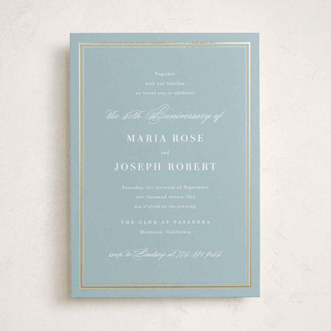 "Polished" - Party Invitations in Powder Blue by Jennifer Postorino - Front