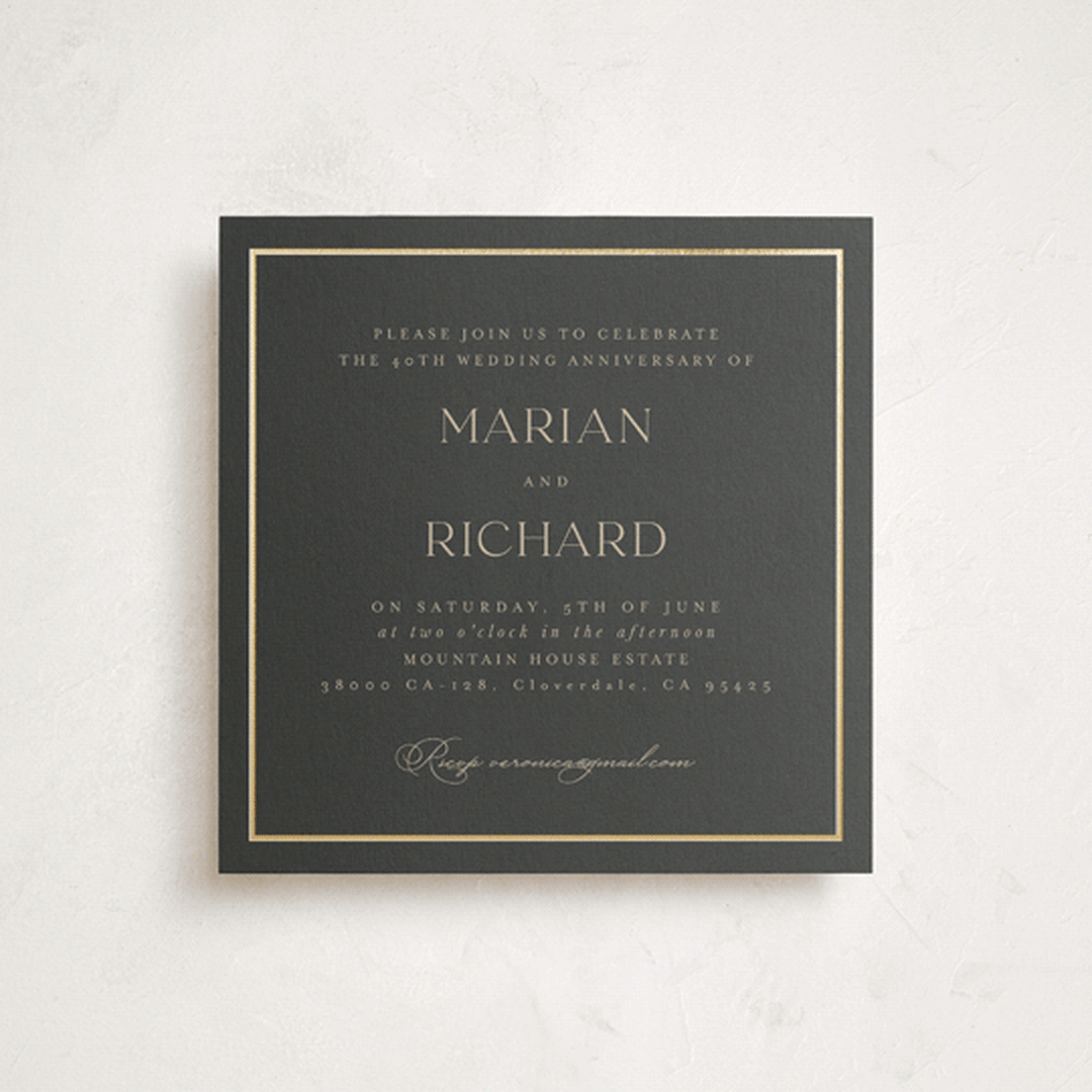 "Timeless Charm" - Party Invitations in Charcoal by Lucrecia Caporale - Front