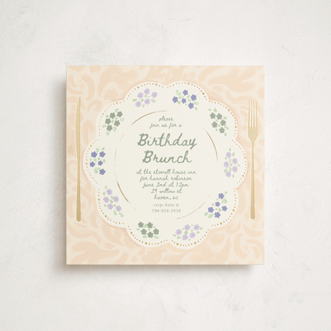 "Birthday Brunch Table" - Party Invitations in Buttercream by Hannah Williams - Front