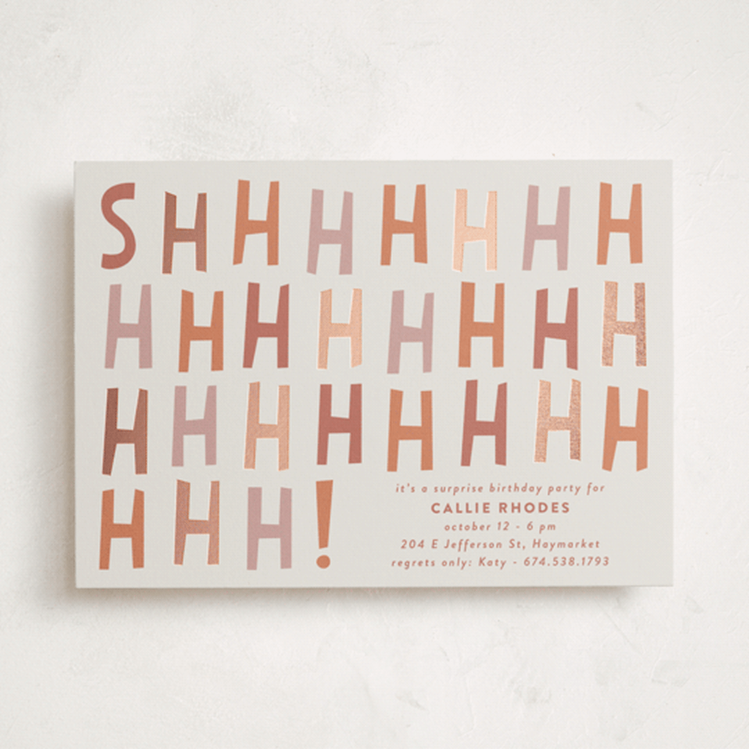 "Shhhhhhhhh" - Party Invitations in Caramel by Gwen Bedat - Front