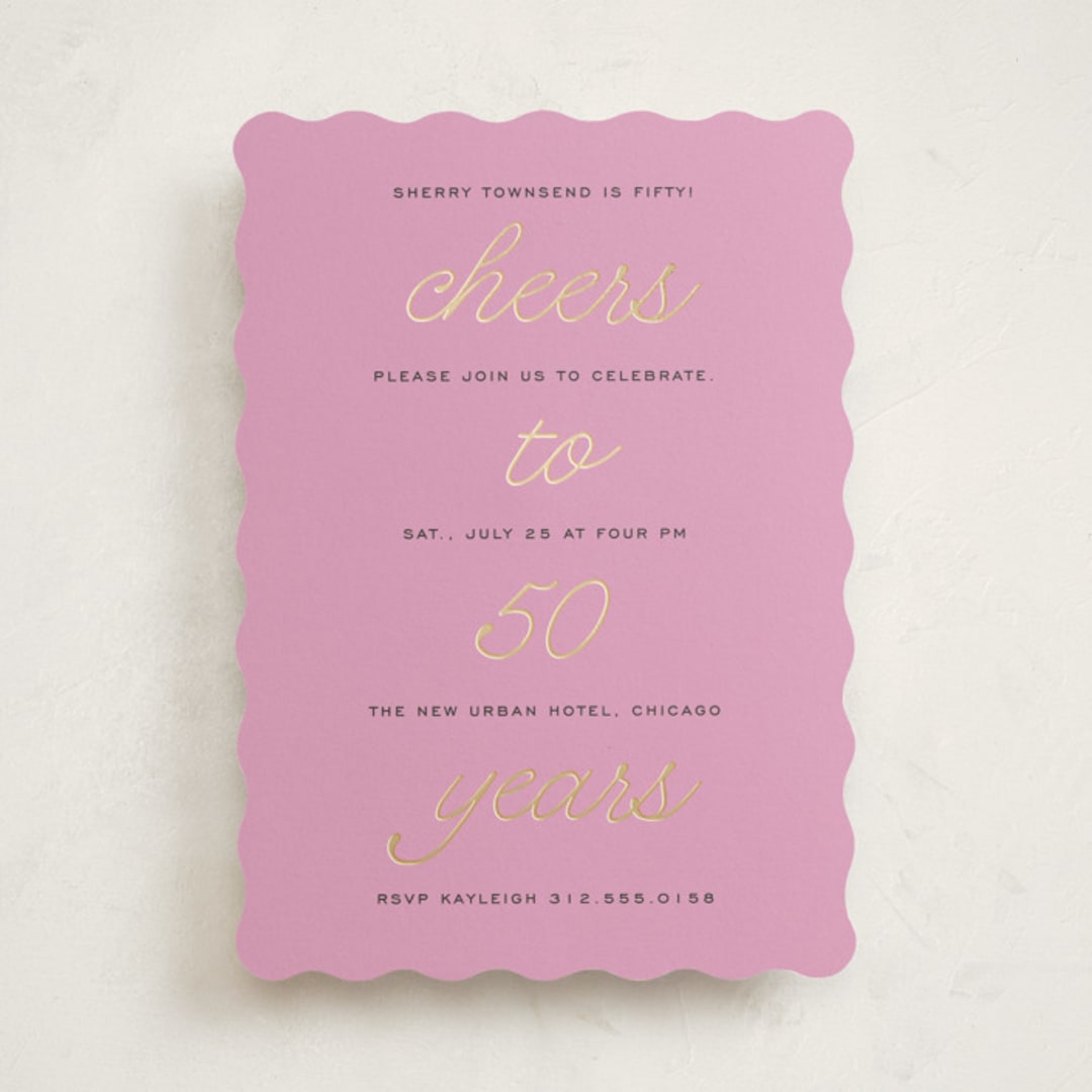 "Cheers Celebration" - Party Invitations in Lilac by Louise Kay - Front