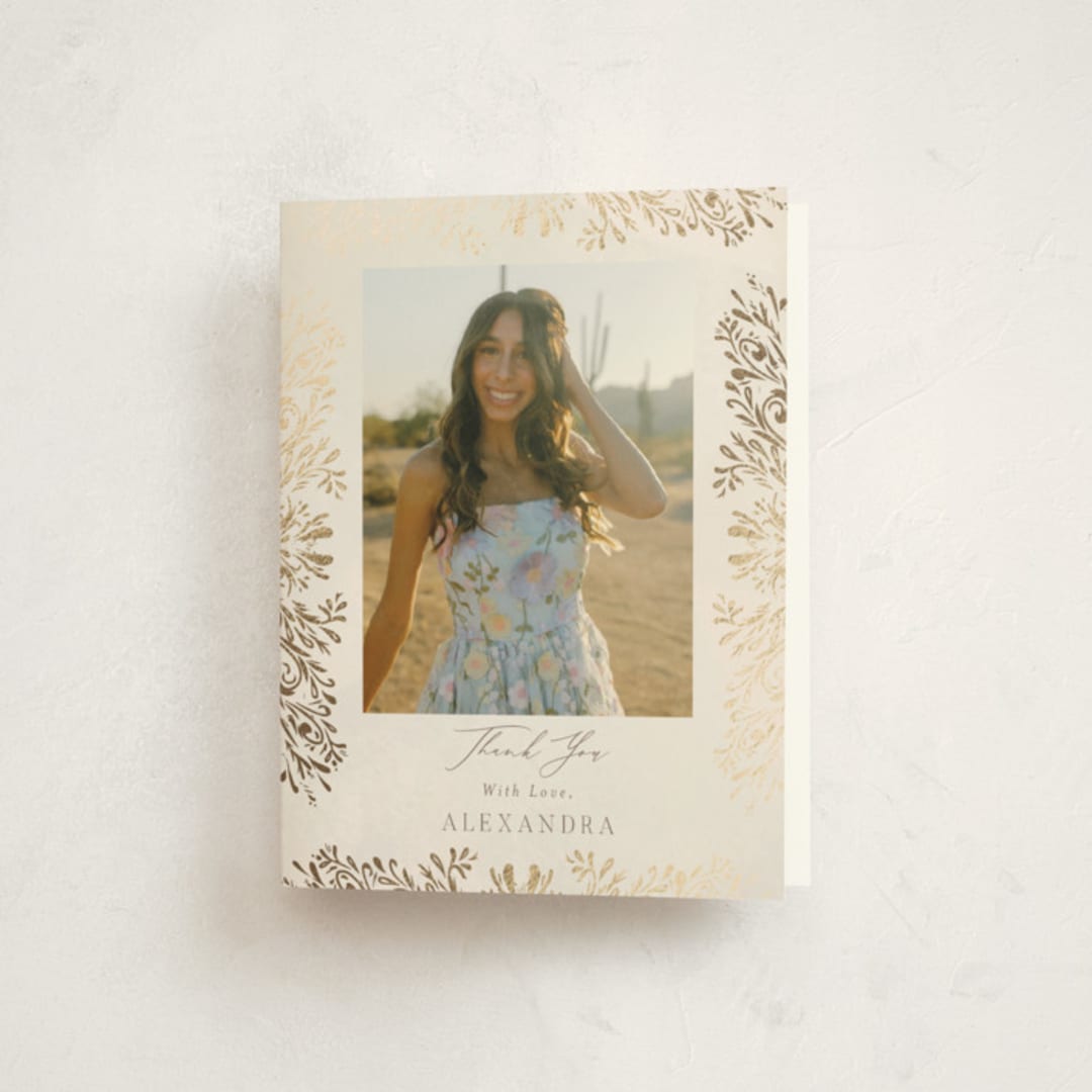 "Quinceañera Elegance" - Graduation Thank You Cards in Cream by Nicoletta Savod - Front