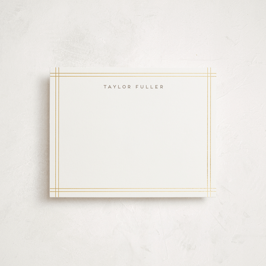 "A Golden Age" - Personalized Stationery Cards in Cocoa by Lehan Veenker - Front
