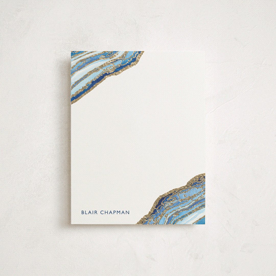 "Gilt Agate" - Personalized Stationery Cards in Navy by Kaydi Bishop - Front
