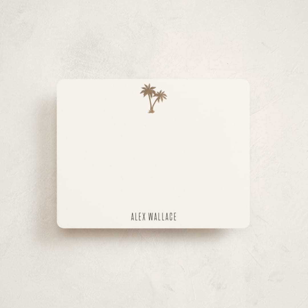 "Gilded Palm Tree" - Personalized Stationery Cards in Cotton by carla san roman - Front