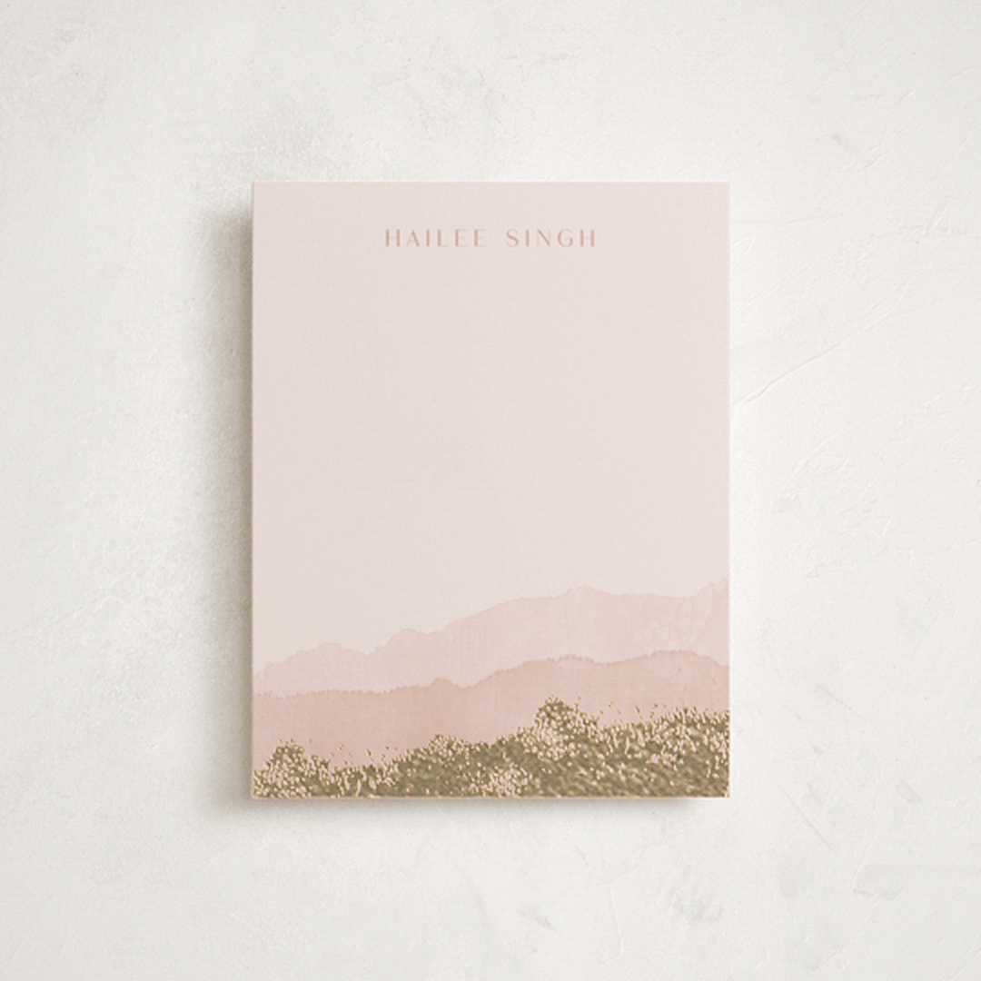 "Painted Desert" - Personalized Stationery Cards in Rose Quartz by silverscreen studio - Front