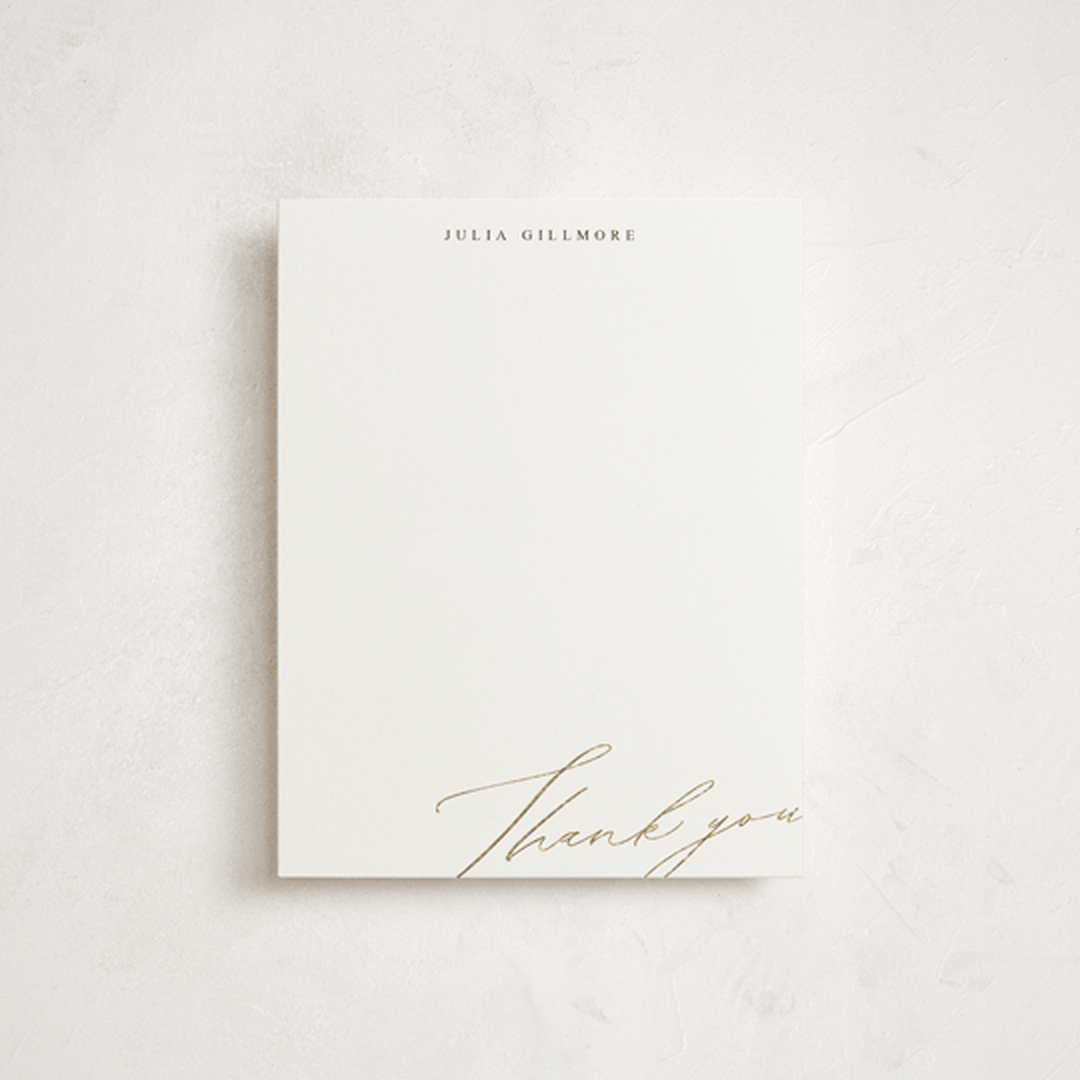 "Manuscript Thank You" - Personalized Stationery Cards in Pearl by Iveta Angelova - Front