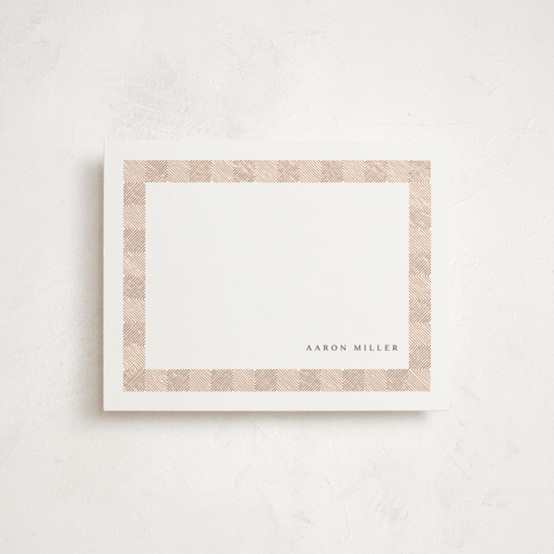 "Mod Herringbone" - Personalized Stationery Cards in Cotton by Robert and Stella - Front