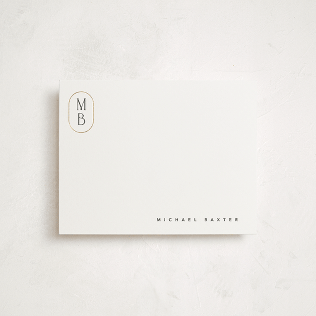 "Foiled initial" - Personalized Stationery Cards in Vanilla by Creo Study - Front
