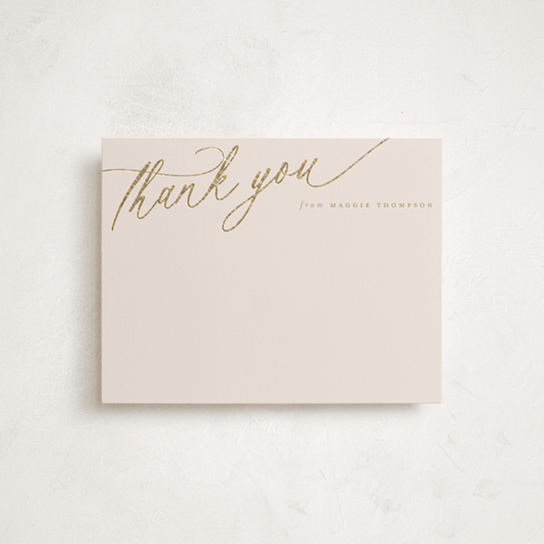 "Elegant Thanks" - Personalized Stationery Cards in Caramel by Carolyn MacLaren - Front