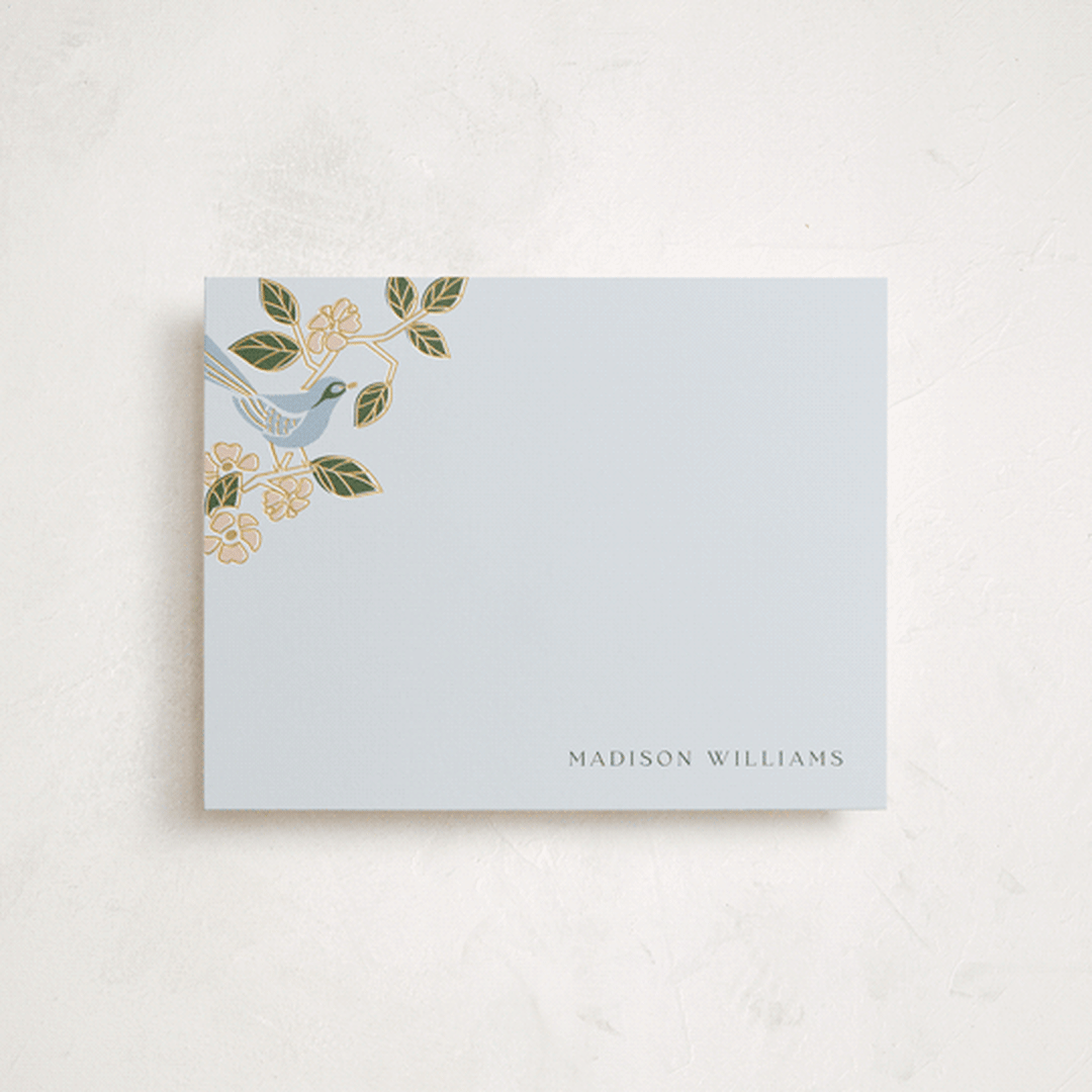 "Beautiful bird" - Personalized Stationery Cards in Turquoise by Ana de Sousa - Front