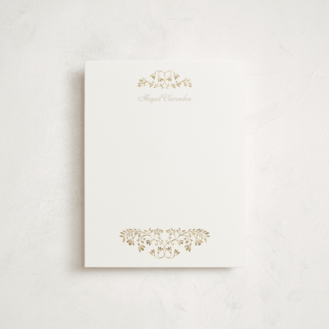 "Leafy Crest" - Personalized Stationery Cards in Sunrise by Anna Black - Front