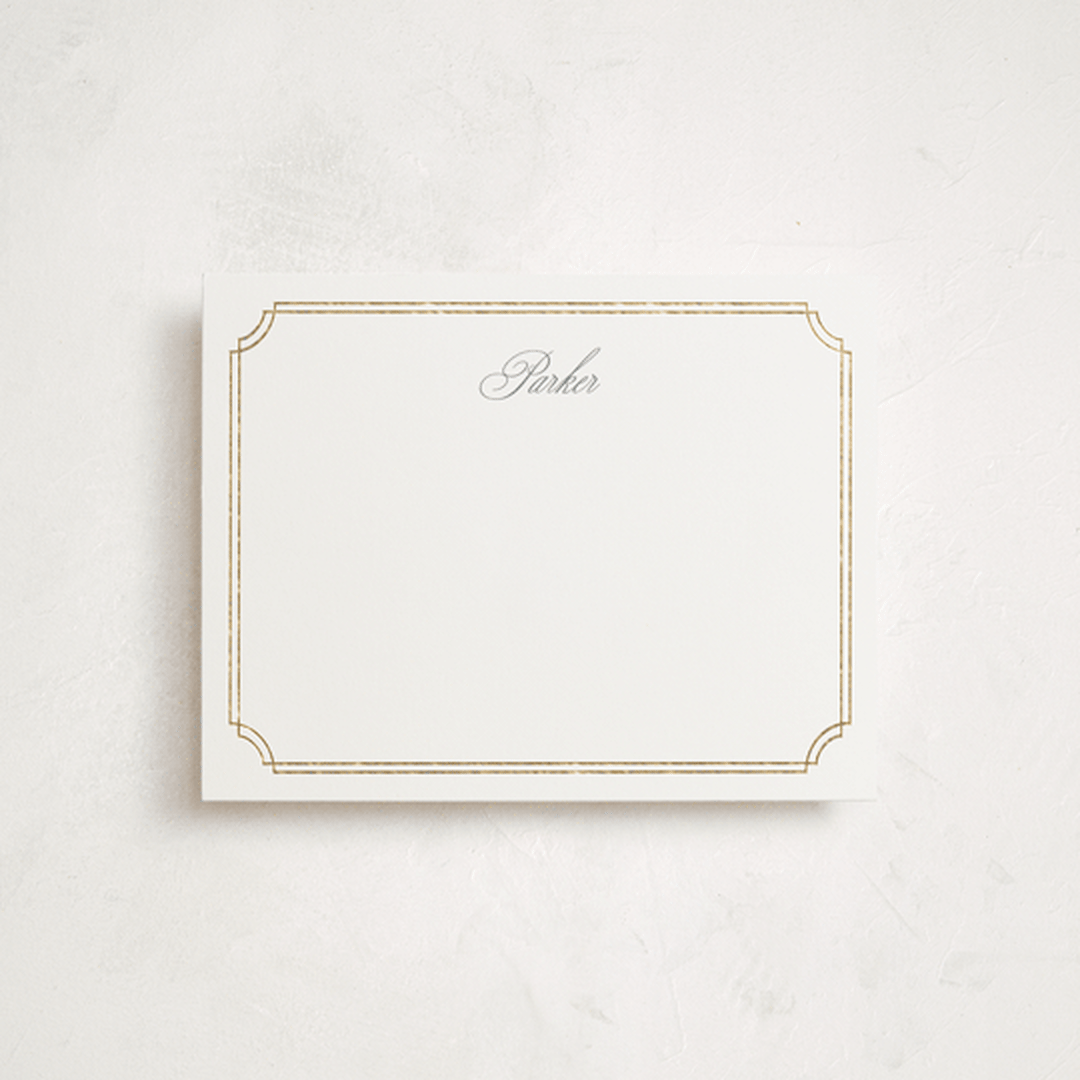 "Formally" - Personalized Stationery Cards in Mist by Sarah Brown - Front
