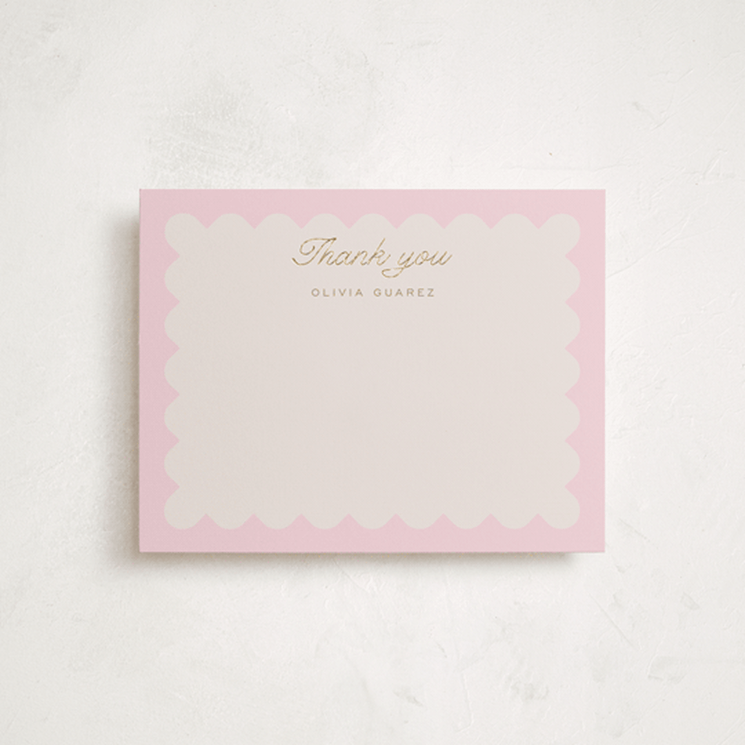 "Macaron Box" - Personalized Stationery Cards in Rose by Leia Matt - Front