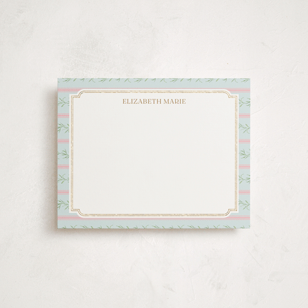 "Castle Greenery" - Personalized Stationery Cards in Hummingbird by Claudia Orengo - Front