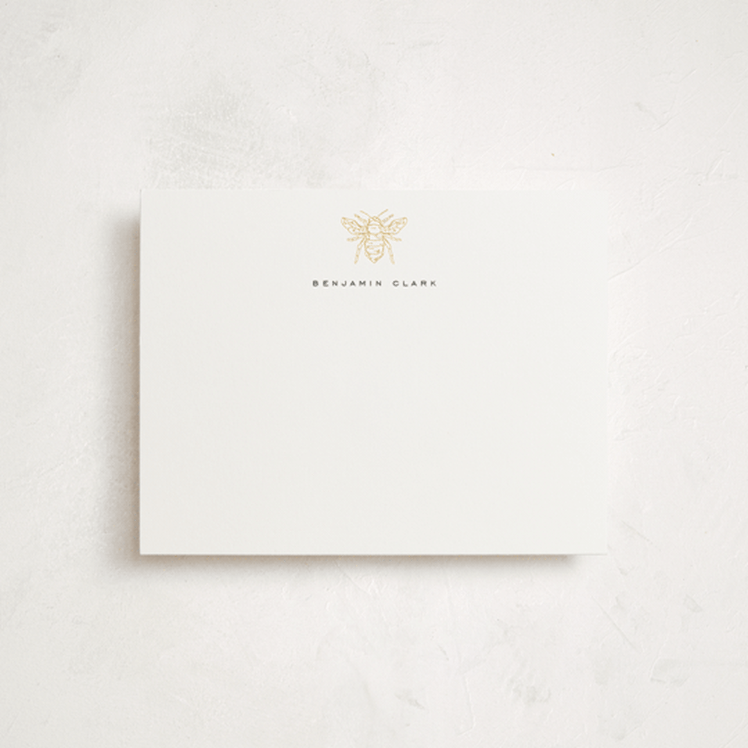 "Bee" - Personalized Stationery Cards in Daisy by Jennifer Lew - Front