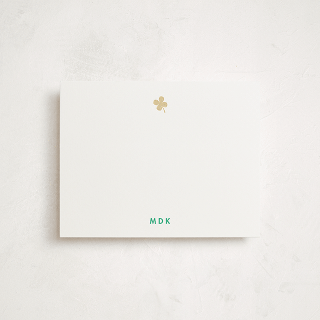"Lucky Four" - Personalized Stationery Cards in Clover by mo kelley - Front