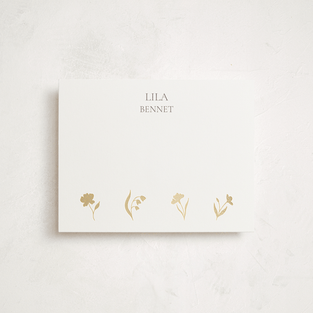 "Botanical Foil" - Personalized Stationery Cards in Snowdrop by Diana Titova - Front