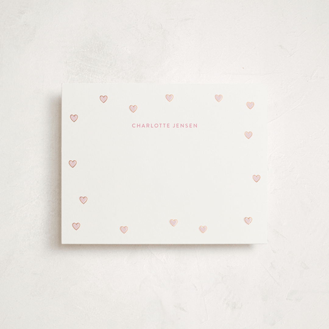 "SweetHearts" - Personalized Stationery Cards in Blush by Angela Garrick - Front