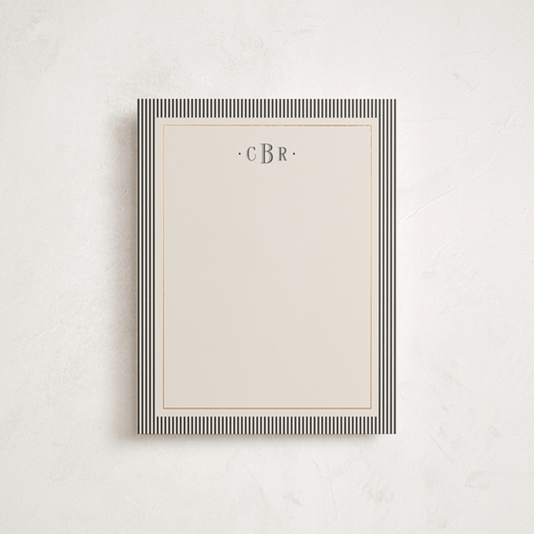 "Striped Elegance" - Personalized Stationery Cards in Linen by Kelly Schmidt - Front