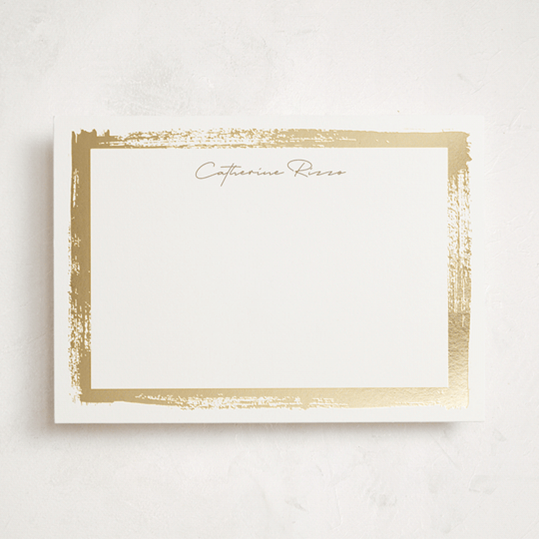 "Catherine" - Personalized Stationery Cards in Golden by Pixel and Hank - Front