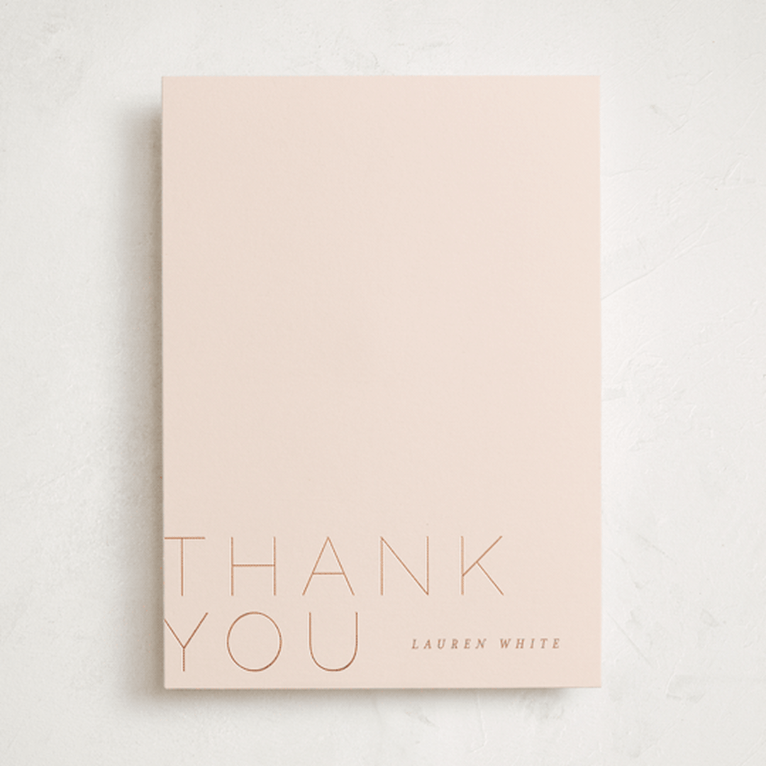 "Thin Thank You" - Personalized Stationery Cards in Sherbet by Pixel and Hank - Front