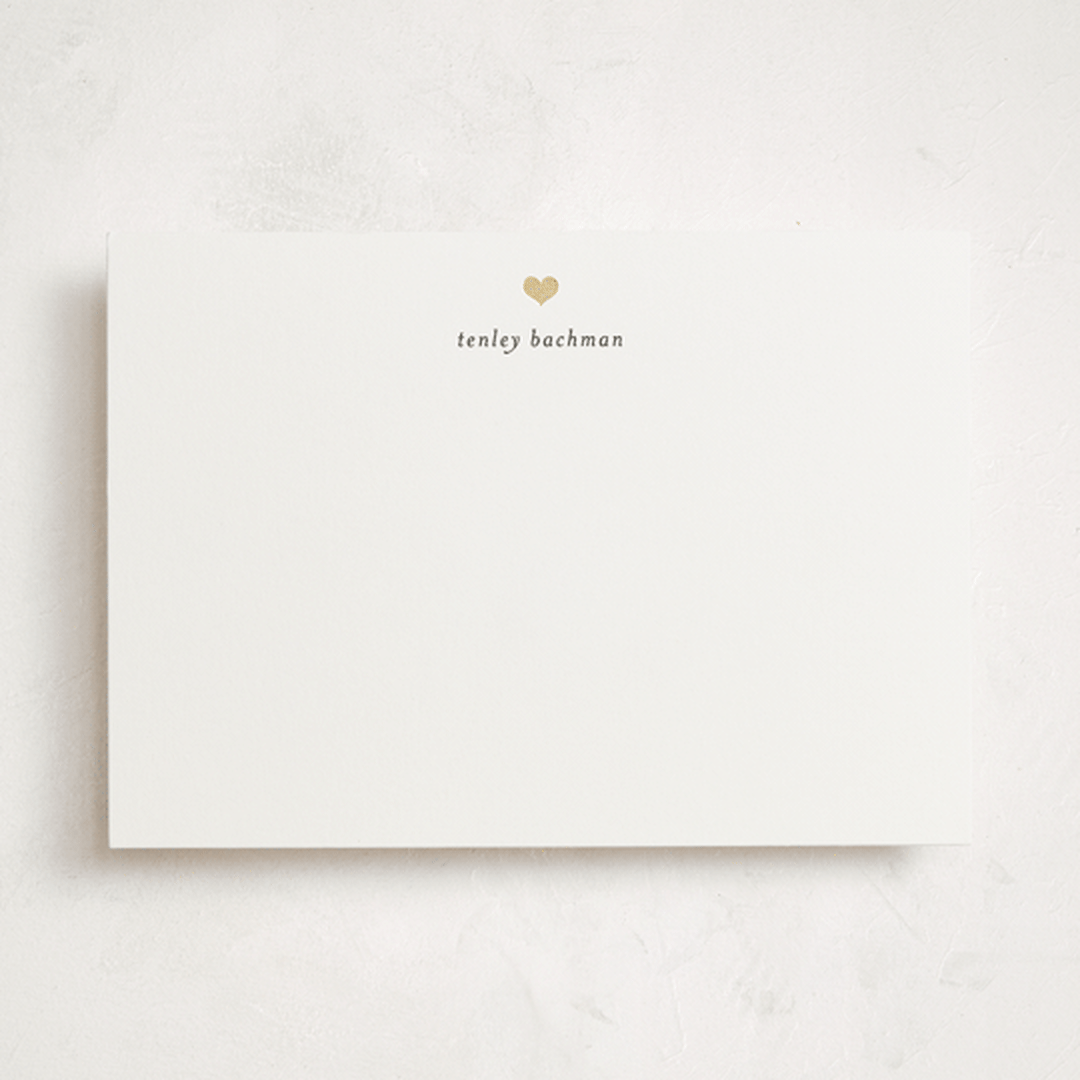 "For Heart's Sake" - Personalized Stationery Cards in Cotton by Michelle Poe - Front
