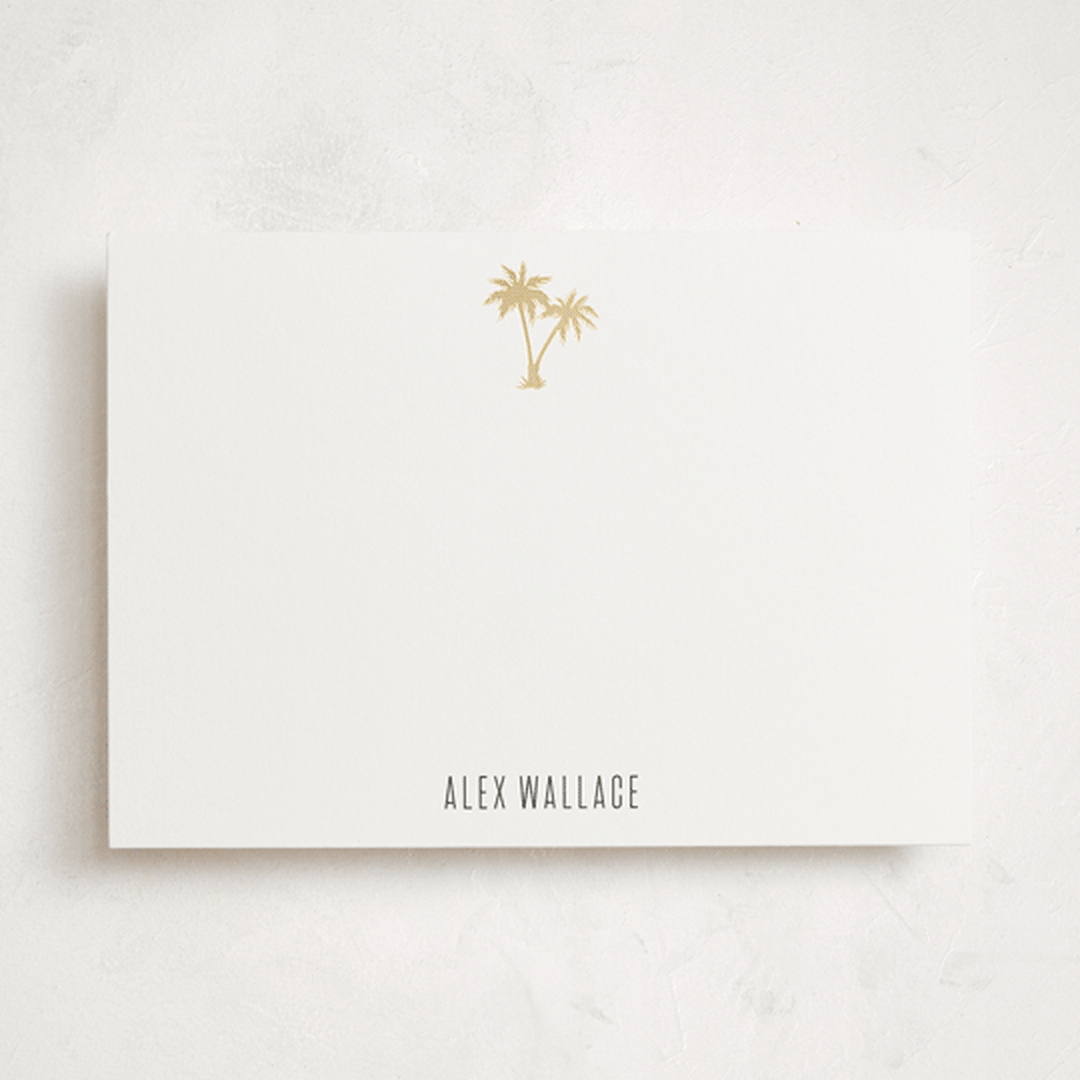 "Gilded Palm Tree" - Personalized Stationery Cards in Cotton by carla san roman - Front