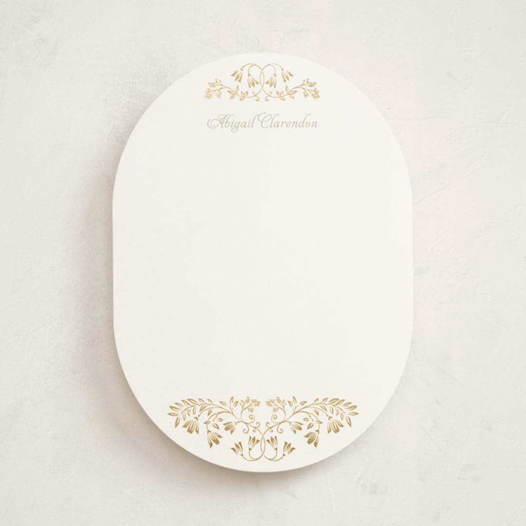 "Leafy Crest" - Personalized Stationery Cards in Sunrise by Anna Black - Front